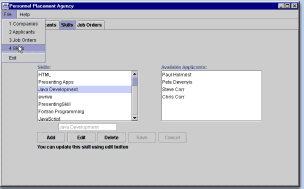 Job Placement Agency: Skills Form