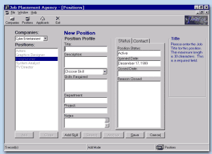 Virtual Placement Agency: Positions Form